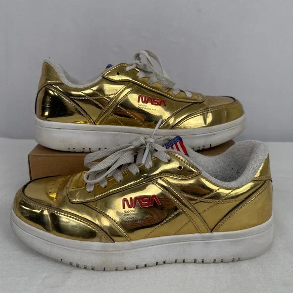 NASA Metallic Gold Low Top Sneakers Space Administration US Women's size 8s