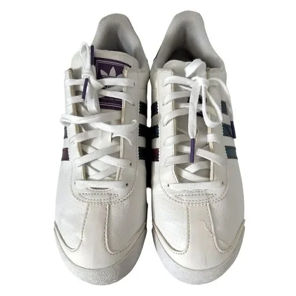 Men’s Adidas Samoa White Metallic Purple Blue EUC