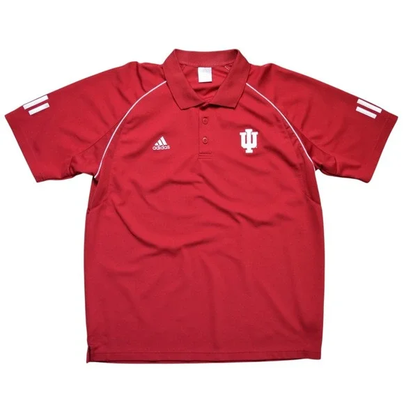 Adidas Indiana University Hoosiers Men's L Red Polo Shirt Climalite Sideline IU