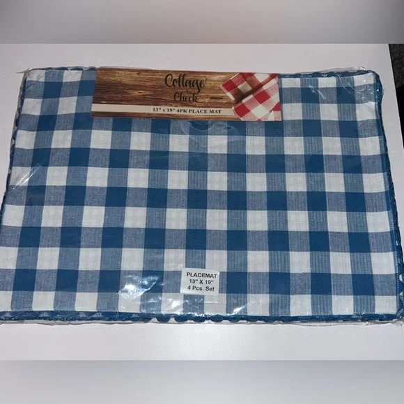 Cottage Check 13”x19” 4-Pk Placemat (2-Sided Design) 100% Cotton/Buffalo Print