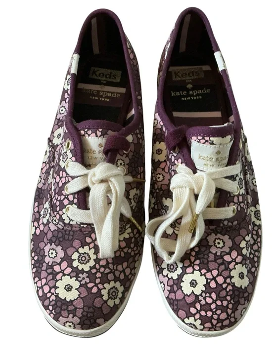 Kate spade x Keds kickstar sneakers purple dirty floral size 7 New