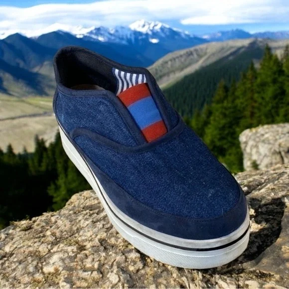 Clearance! Stella McCartney Platform Slip On Sneakers Canvas Suede 41 EU/11 US‎