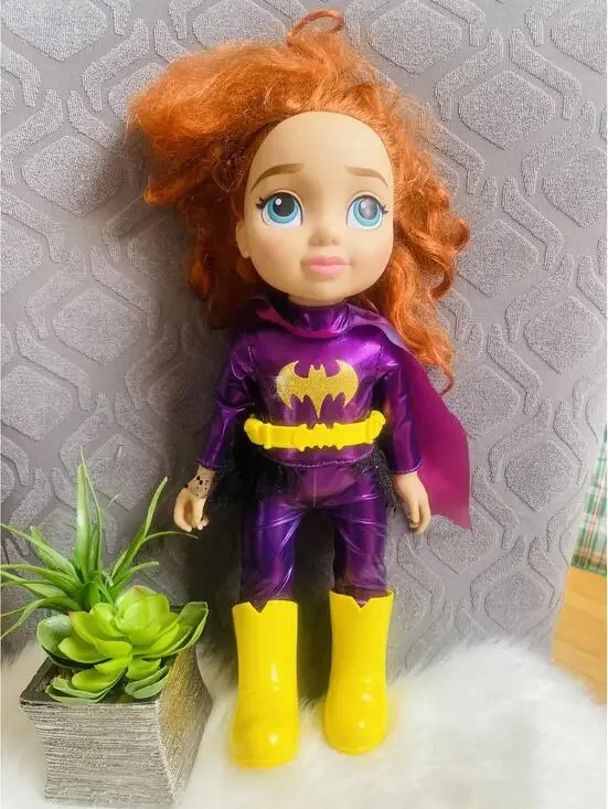 DC Bat Girl Superhero Doll with Purple Costume and Yellow Boots