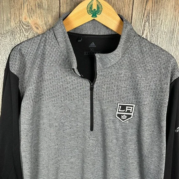 NHL Los Angeles Kings Pullover Adidas 1/4 Zip Long Sleeve Mens Size XL