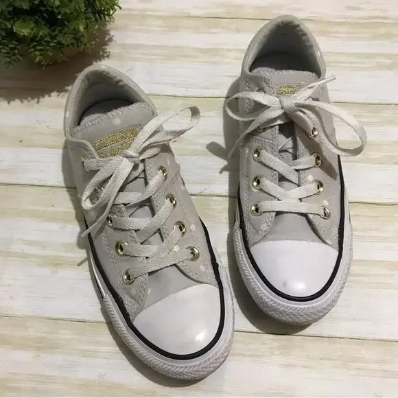 Converse Gray Polka Dot Low Top‎ Lace Up Sneakers Shoes Women’s Size 6