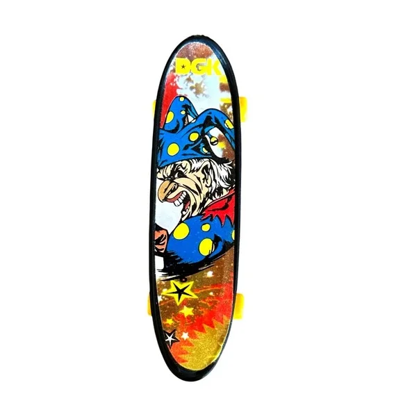DGK Jester Fingerboard Tech Deck Toy Yellow Wheels Clown Graphic Miniature Skate