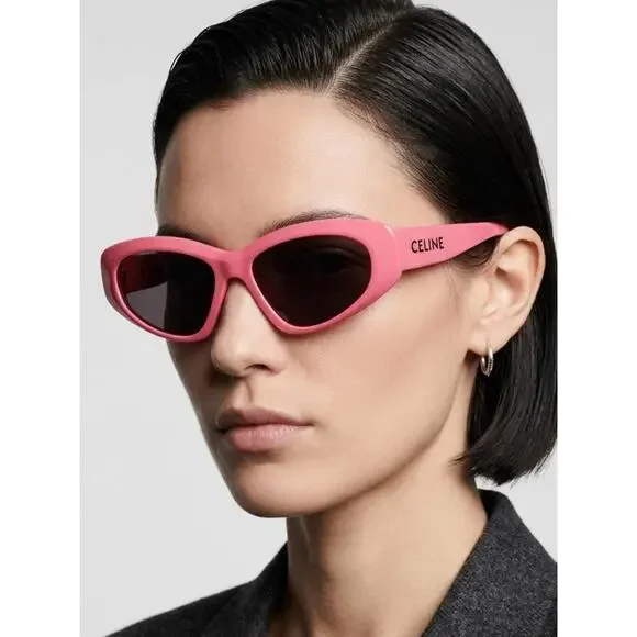 New Celine CL40279U 72A Pink Cat-Eye Sunglasses Authentic