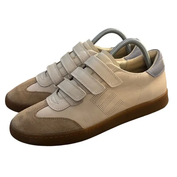 Sam‎ Edelman Reve Leather Suede Triple Strap Sneakers Beige Women's 8.5