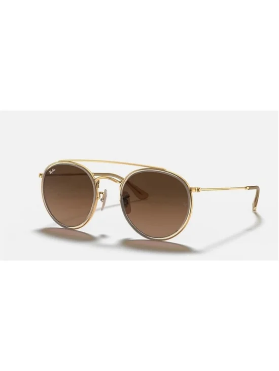 RAY-BAN Round Double Bridge Gold Tone Sunglasses