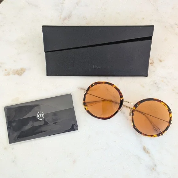 Christian Dior Hypnotic 1 Round Tortoise Shell Sunglasses Brown Lenses Y67JW
