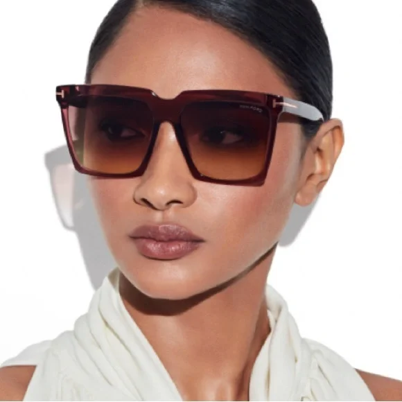 Tom Ford Sabrina Bordeaux Gradient Square Ladies Sunglasses  TF764 Sabrina 02