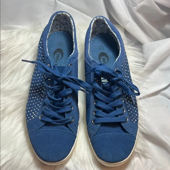 Blue Women's Sneakers with Rhinestone Detailing