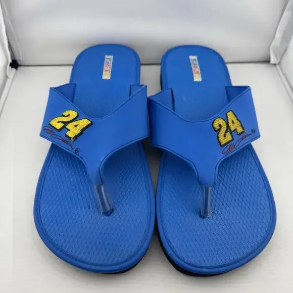 Nascar Jeff Gordon Blue Flip Flop Thong Sandal Size 10-11 New Summer Pool Beach