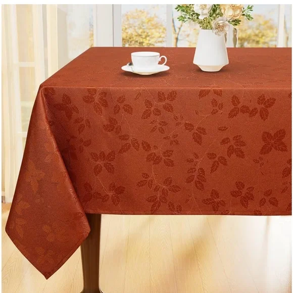 Elegant‎ Rust/Burnt orange  Tablecloth with Leaf Pattern Size 60 x 120 NEW