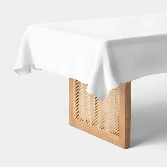 Design Imports Stain Resistant White Polyester Tablecloth 60