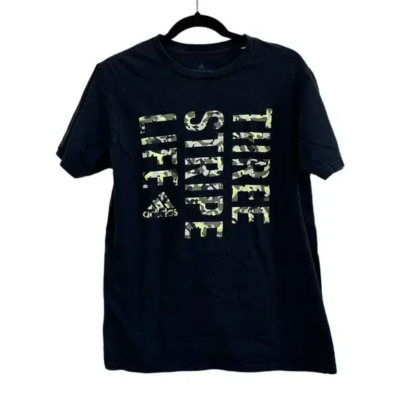 DELIST Adidas Three Stripe Life Camo T-Shirt Men's Black Gym Comfy Medium