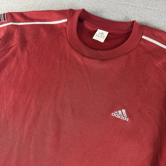 Adidas Shirt Mens 2XL Red Short Sleeve Casual Workout Gym Workout Y2K VTG