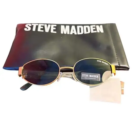 Steve Madden MYSTIE Shiny‎ Gold Frame Oval Sunglasses NWT