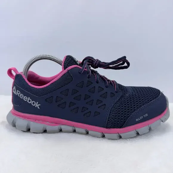 Reebok Sublite Cushion Work Alloy Toe RB046 Womens Navy Pink Size 10