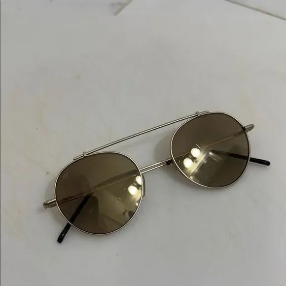Round Gold Sunglasses DESIGN IN MIAMI - Brown Lenses