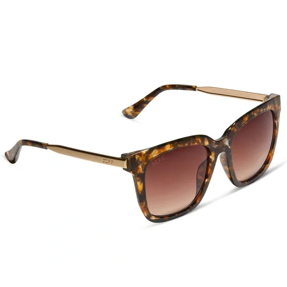 DIFF Hailey Sunglasses Dunmor Tortoise Gold Frames Brown Gradient Lens NWT