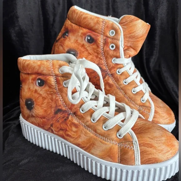 Custom Golden Doodle Dog Hightop Sneakers Unisex Sz 38/Womens 7.5/Mens 5.5 NWOT