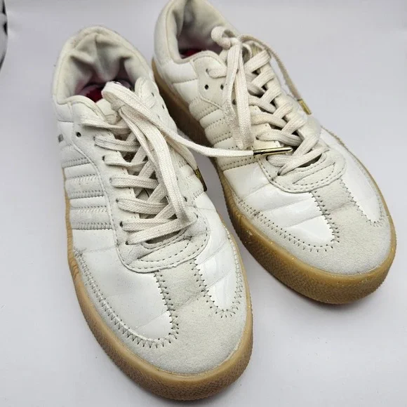Adidas Samba Rose White Patent Leather Platform Sneakers EG1818 Womens 6