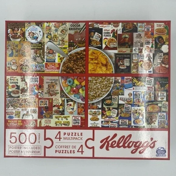 NIB NWT Spin‎ Master Kellogg's 4 Puzzles with posters