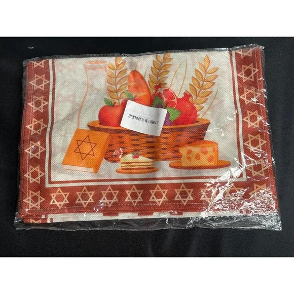 Happy‎ Hanukkah Fall-Themed Table Runner Jewish Holiday Decor Star of David Food