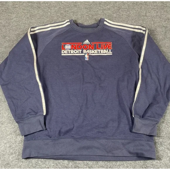 Adidas Detroit Pistons Sweatshirt Mens Extra Large XL Blue Crewneck London NBA