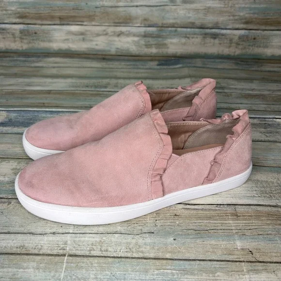 Kate Spade New York Womens 7M Leather Lillie Ruffle Slip On Sneakers‎ Suede