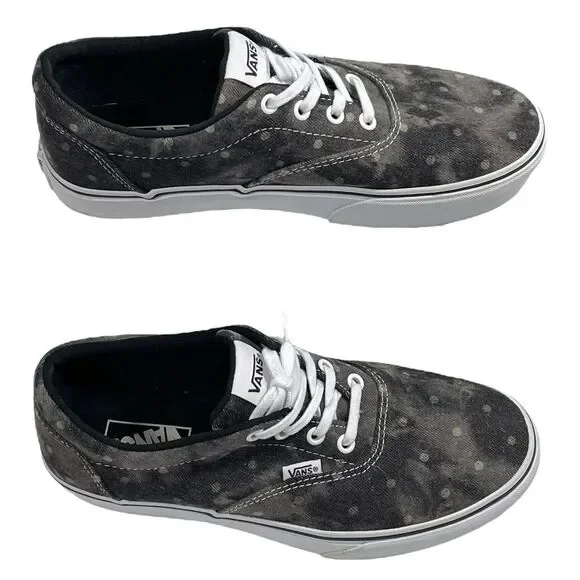Vans Doheny Platform Washed Black Denim Dots Sneakers Sz 9 Women’s Lace Up Shoes
