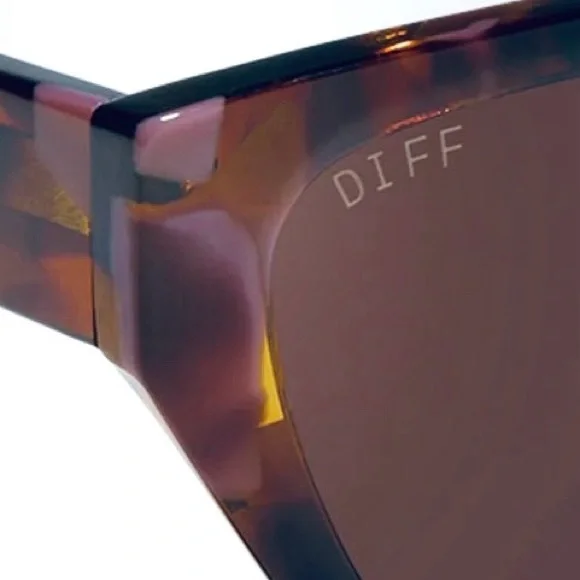 DIFF Evie Sunglasses Torino Tortoise Brown Pink Frame Brown Lens NWT