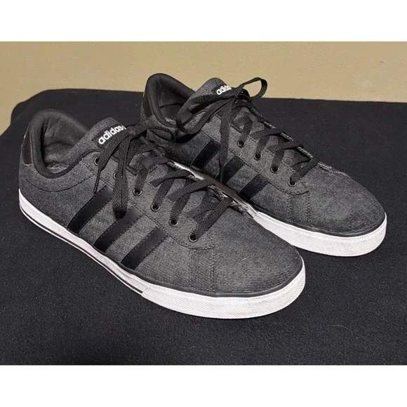 Adidas Daily 2.0 Black Denim Canvas Sneakers Men's Size 13 DB0284 Low Top