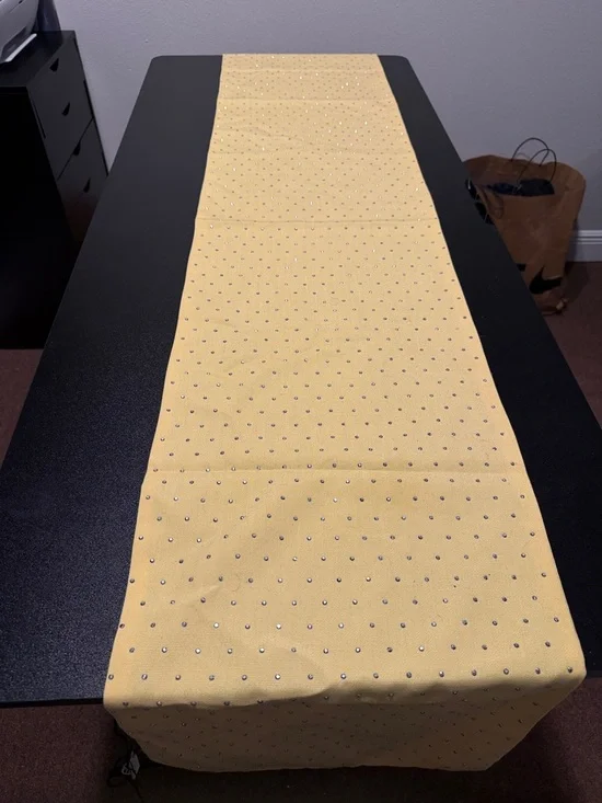 Yellow Crystal-Studded Table Runner
