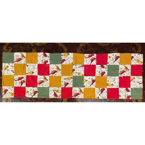 Handmade Quilted Cardinal Bird Table Runner Christmas Autumn Fall Decor 51 x 16