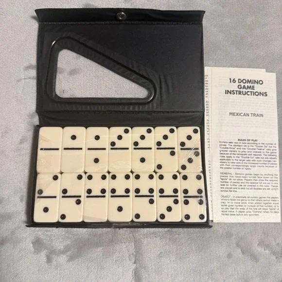 Double Six Standard Dominoes Set of 28 w/ Black Carry Case & Instructions