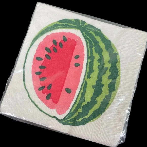 Vintage Haut Papier Watermelon Fruit‎ Beverage Napkins 16 Count Cute Retro