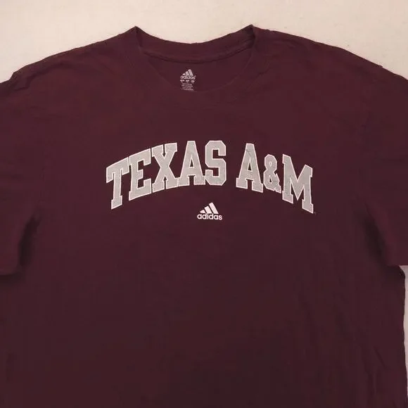Adidas Texas A&M University College Crew Neck T Shirt Mens Size XL Maroon