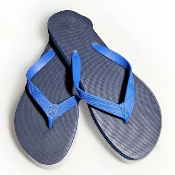 Seven Mens Flip Flop Sandals Blue Navy Textured Footbed Thong Size 10.5