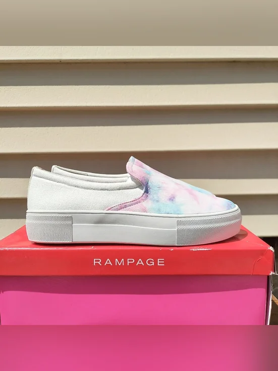 Rampage Korie Pastel Tie Die Platform Slip-On Sneakers Women's Size 6 Y2K Preppy