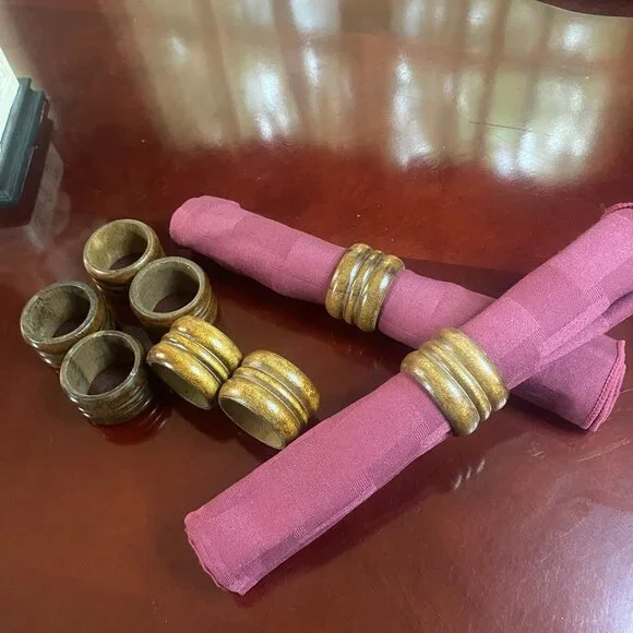 Wooden Napkin Rings Holders Set of 8