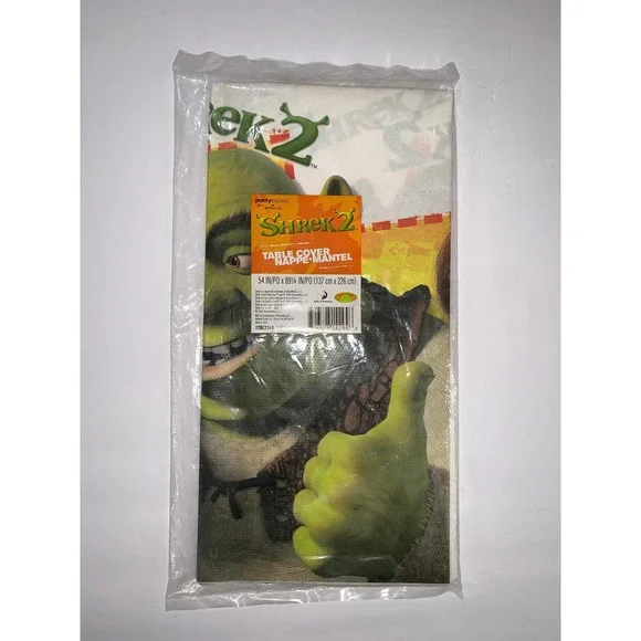 Vintage Shrek 2 Party Express Hallmark Table Cover 54x89 Plastic Tablecloth 2004