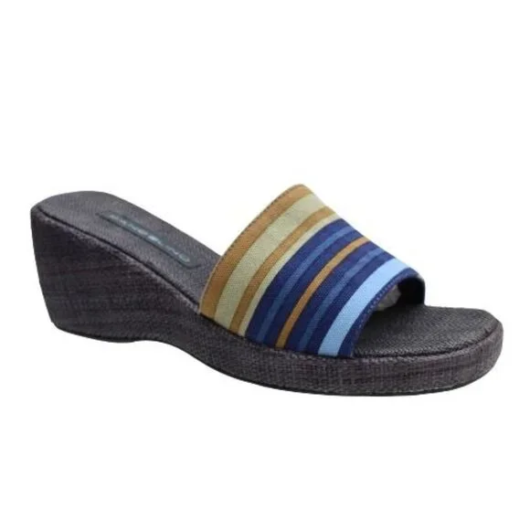Bandolino Womens Sandals Size 9 Slides Wedge Heel Textured Fabric Harriet 3