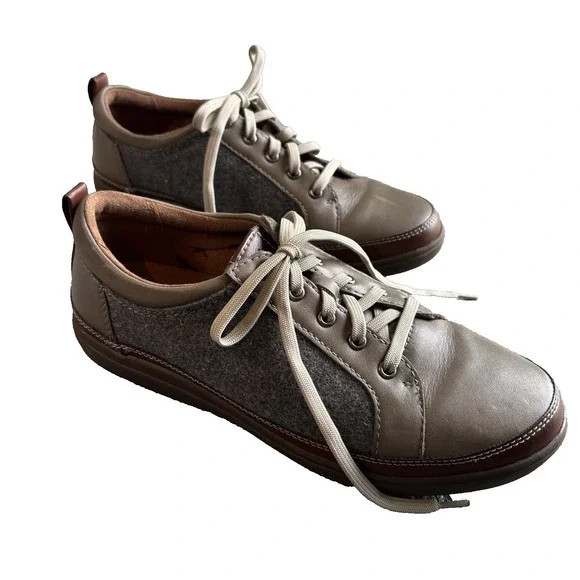 Cobb Hill Womens Leather Wool Casual Sneakers Lace Up Shoes Size 7‎ Gray Beige