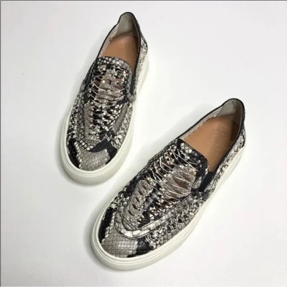 Tory Burch Huarache Woven Snake Print Slip On Sneakers