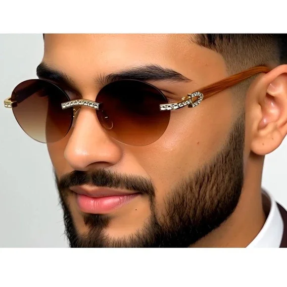 Sunglasses Brown Gradient Lens Rhinestone Buffs Migos Outdoor‎ Driving Party New