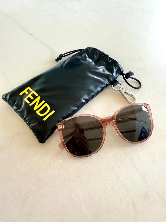 Fendi Fine Geometric Sunglasses Pink Smoke Italy 53mm Authentic