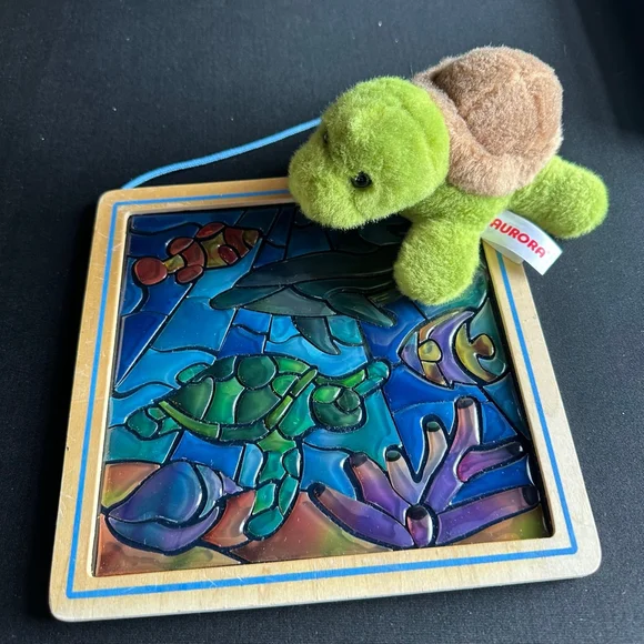 Baby Melissa & Doug Ocean Stained Glass & Stuffed Aurora Turtle