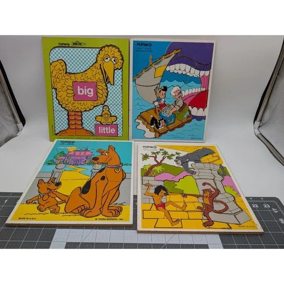 Playskool Frame Tray Puzzle‎ Lot Sesame Street Scooby Doo Pinocchio Jungle Book